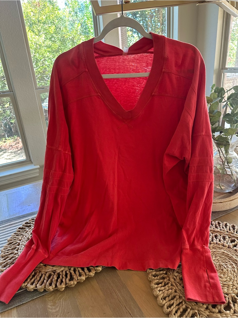 FP Movement Red V-Neck Women’s Long Sleeve Top
